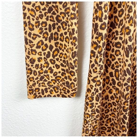 Anthropologie Daily Practice Square Neck Leopard Print Mini Dress Size Small