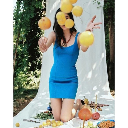 $$ Zara Blue Corset Stitch Mini Dress Size Small