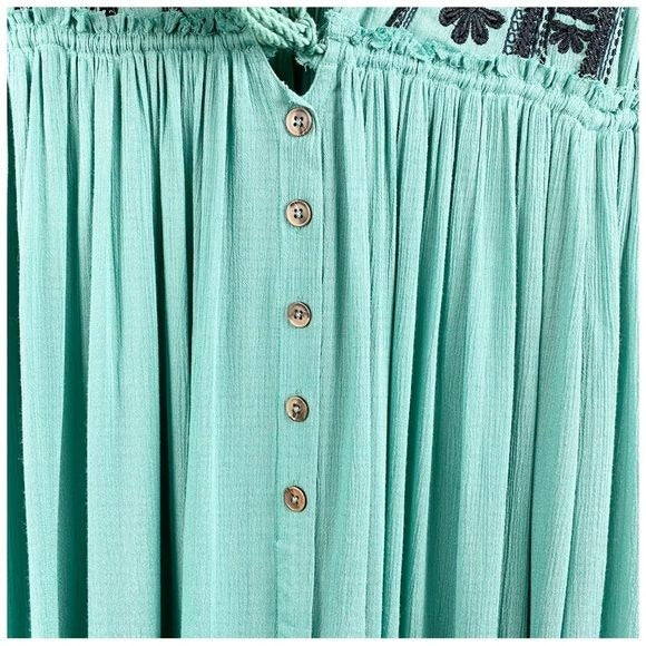 Free People Bali Will Wait For You Embroidered Midi Dress Size XS