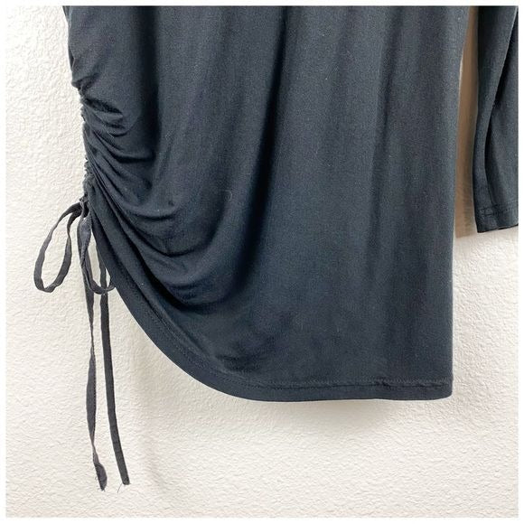 Gold Hawk Black Silk and Bamboo Braided Sleeve Blouse Size Small