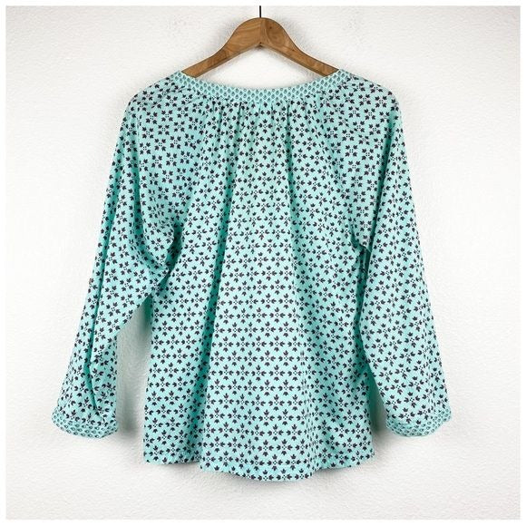 Sundance Blue Micro Print Floral Top Size XS