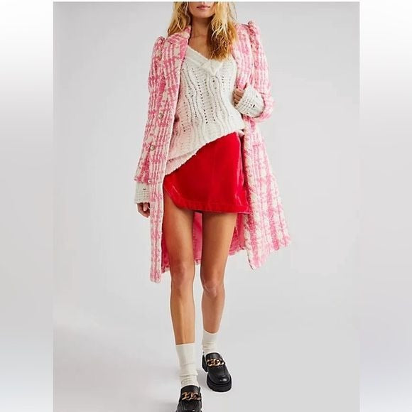 Free People NWT Pink Velvet Annalise Mini Skirt Size 10