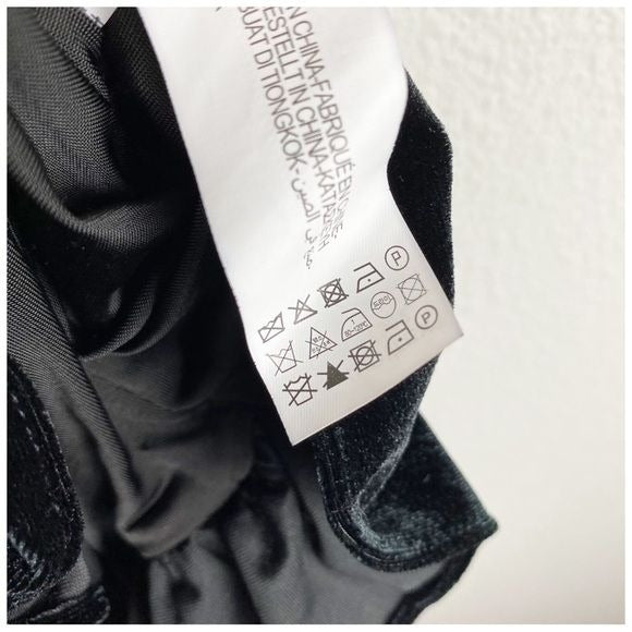 Zara NWT Black Ruched Velvet Dress Size XS