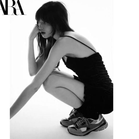 Zara NWT Black Ruched Velvet Dress Size XS