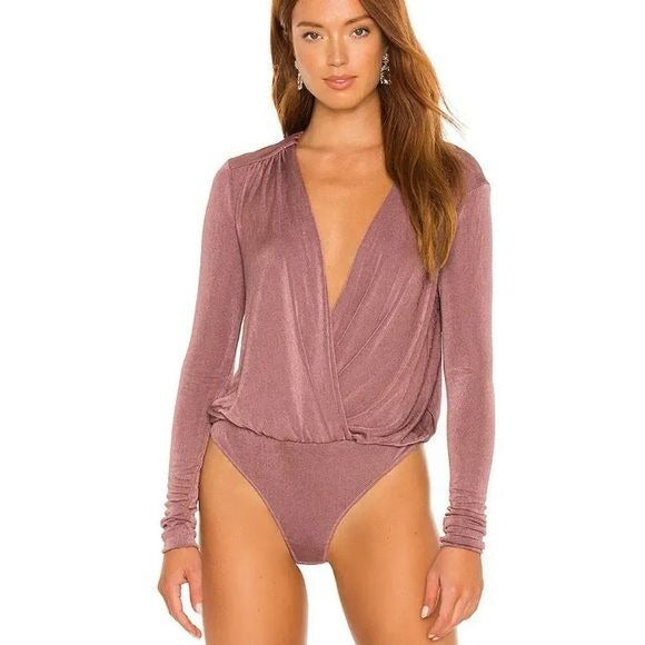 Free People Turnt Bodysuit in Mauve Woods Size Small