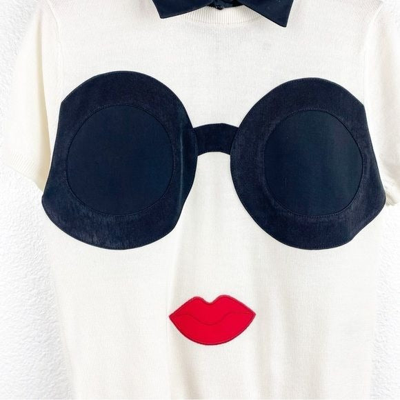 NWT Alice and Olivia Linden Stace Face Short Sleeve Sweater Size Small