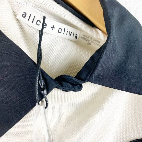 NWT Alice and Olivia Linden Stace Face Short Sleeve Sweater Size Small