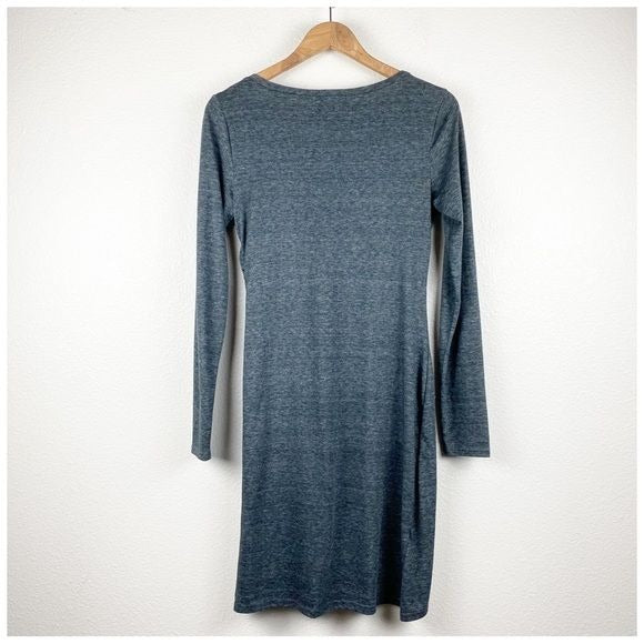 Leith Gray Bodycon Ruched Long Sleeve Dress Size Medium