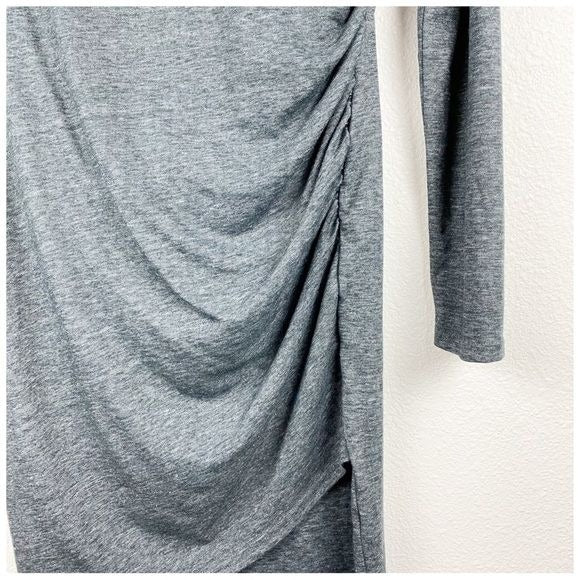 Leith Gray Bodycon Ruched Long Sleeve Dress Size Medium