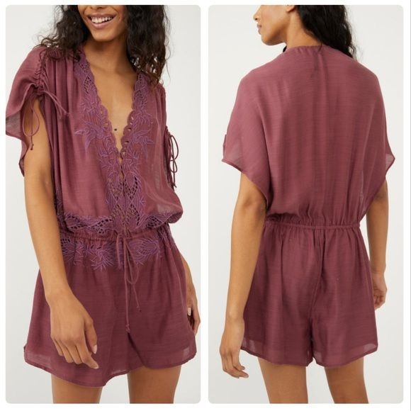Free People Weila Romper in Pomegranate Size Large