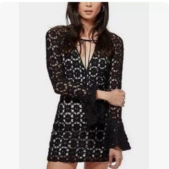 Free People Back to Black Crochet Dress Size 4