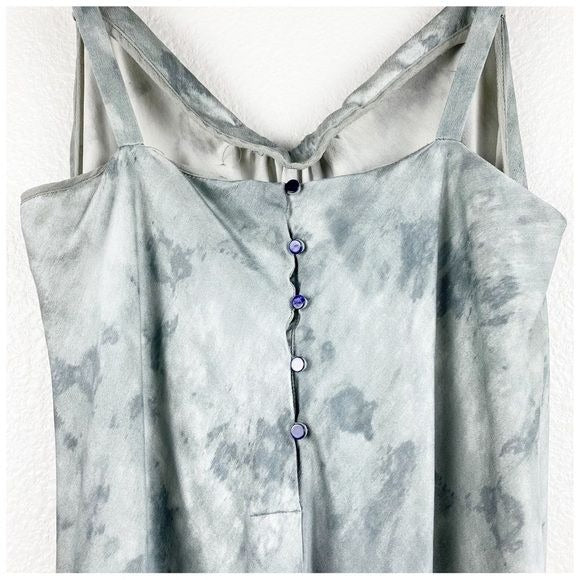 Vince Watercolor Marble Silk-Satin Cami Midi Dress Size Small