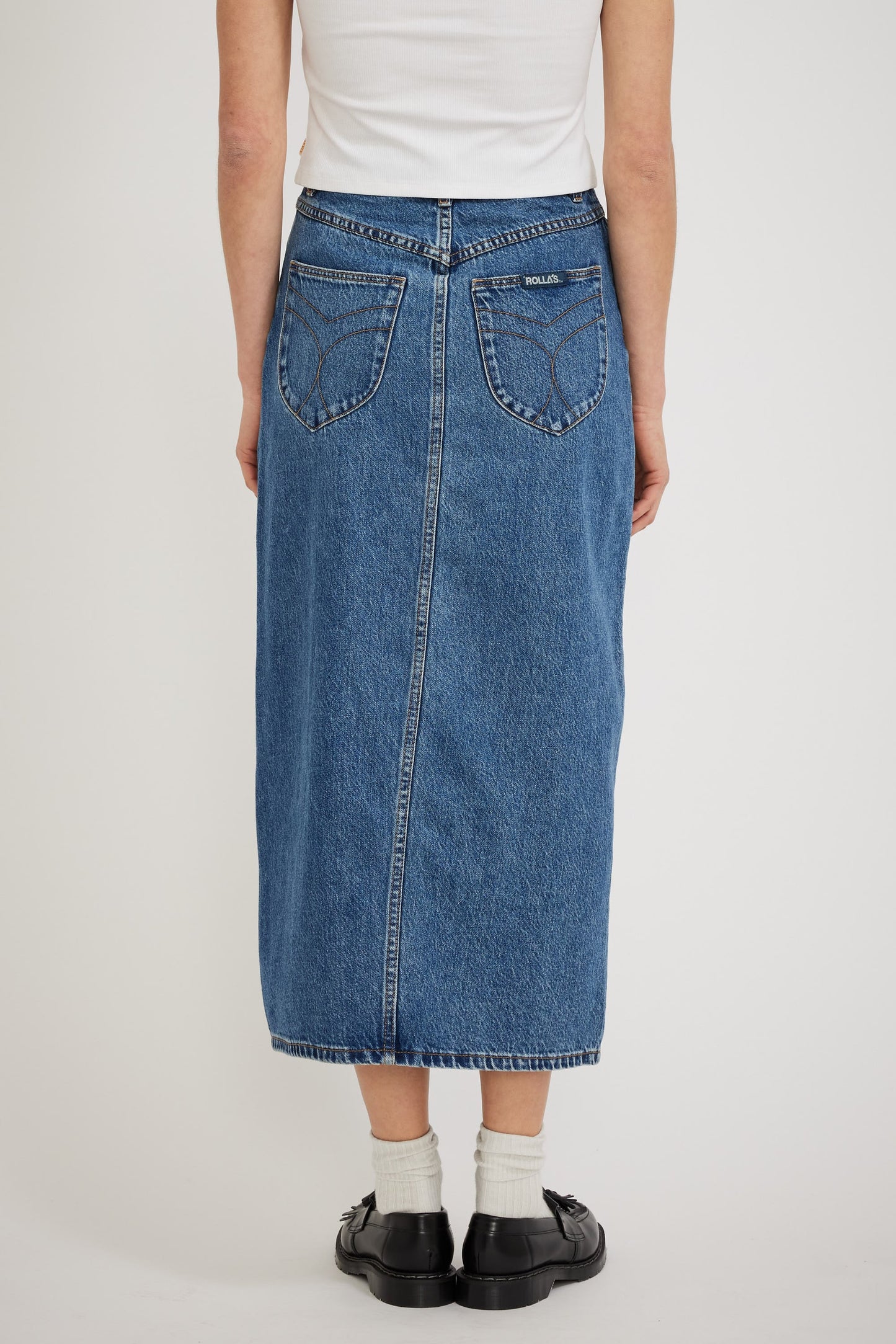 Rolla's Chicago Midi Skirt in Lyocell Blue
