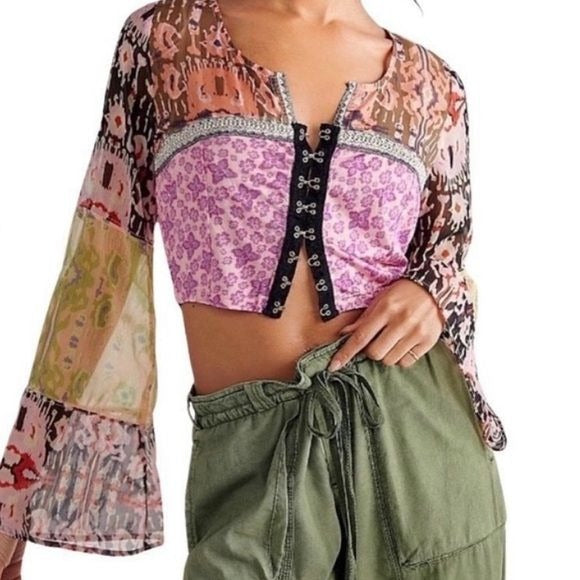 Free People Walk that Walk Blouse in Femme Combo Size XS