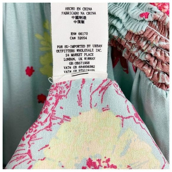 Free People Blue Haze Floral Tiered Tunic Size XS