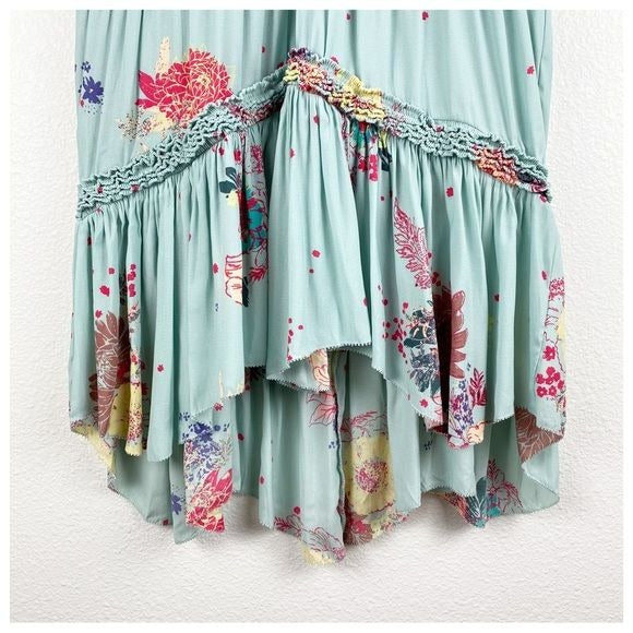 Free People Blue Haze Floral Tiered Tunic Size XS