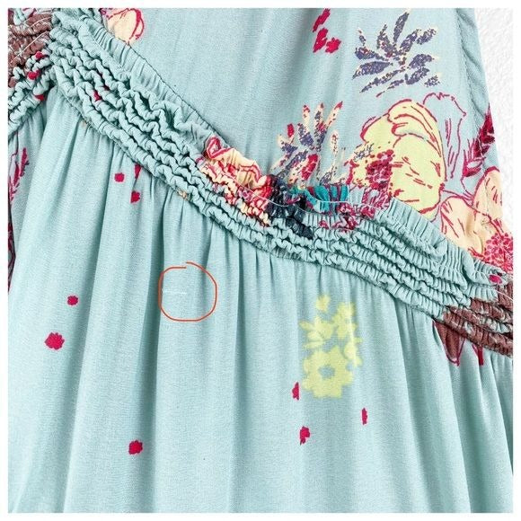 Free People Blue Haze Floral Tiered Tunic Size XS