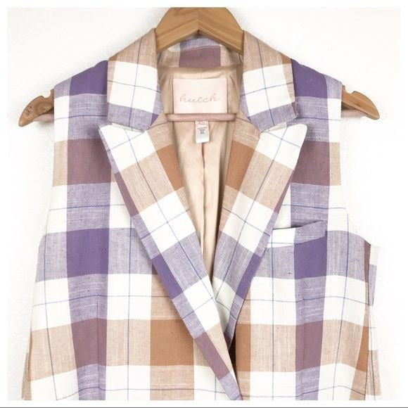 Anthropologie Hutch Classic Longline Plaid Vest Size XS