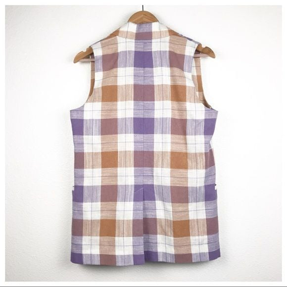 Anthropologie Hutch Classic Longline Plaid Vest Size XS