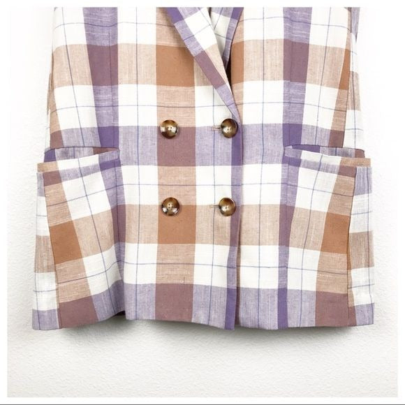 Anthropologie Hutch Classic Longline Plaid Vest Size XS