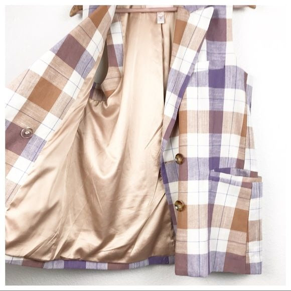 Anthropologie Hutch Classic Longline Plaid Vest Size XS