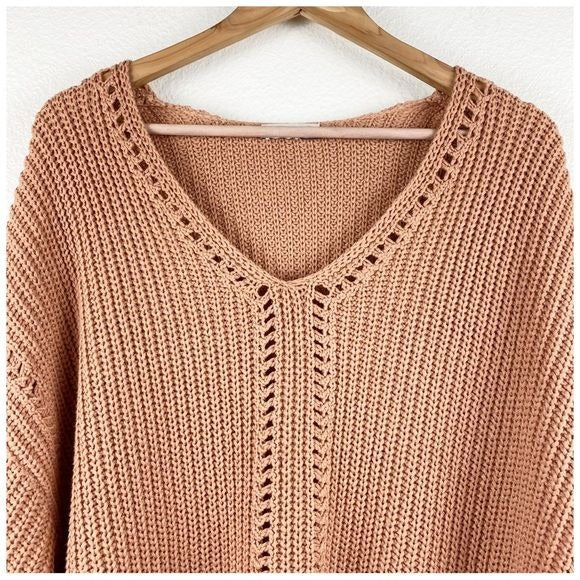 Gentle Fawn Arizona Chunky V-Neck Sweater in Clay Size XL