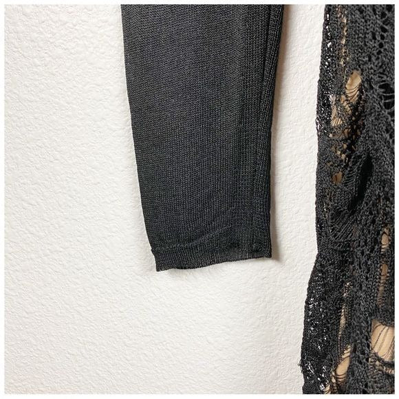 NWT Dagmar Black Crochet LS Dress Size Large
