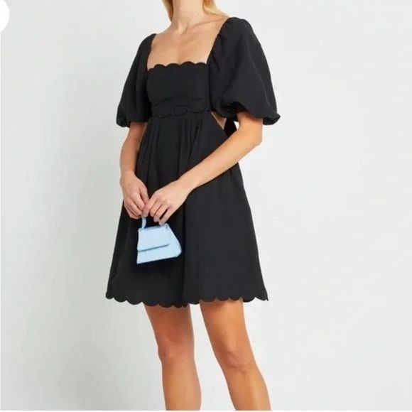 o.p.t. NWT Black Scalloped Mini Dress Size XS Ernest Grace o.p.t. NWT Black Scalloped Mini Dress Size XS Ernest Grace
