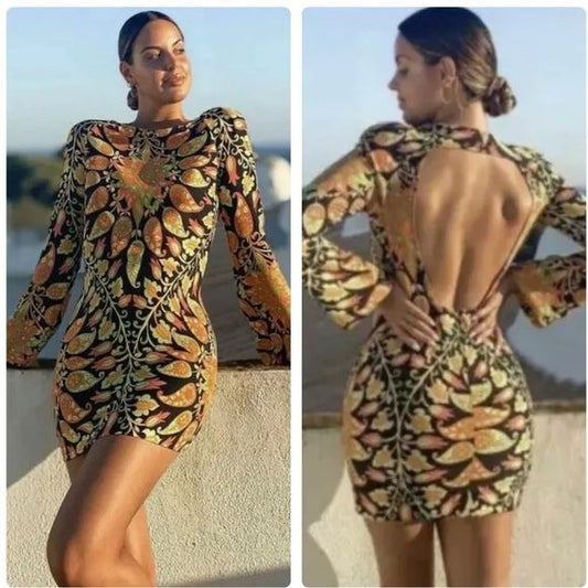 Zara NWT Retro Floral Print Mini Dress Size XS