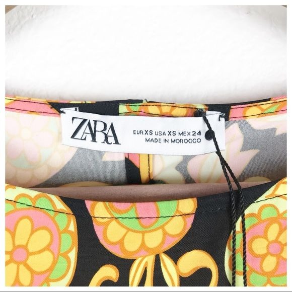 Zara NWT Retro Floral Print Mini Dress Size XS