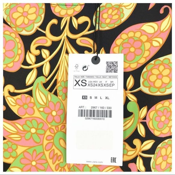 Zara NWT Retro Floral Print Mini Dress Size XS