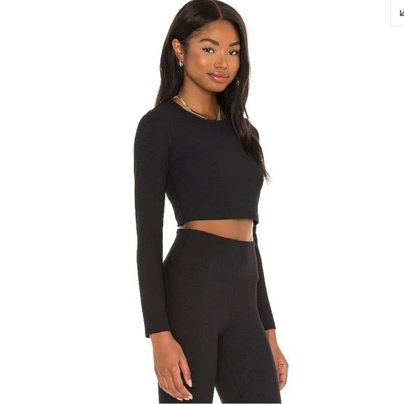 Year of Ours Thermal Nancy Crop in Black Size Small