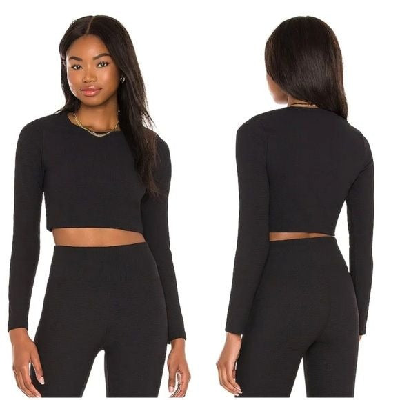 Year of Ours Thermal Nancy Crop in Black Size Small