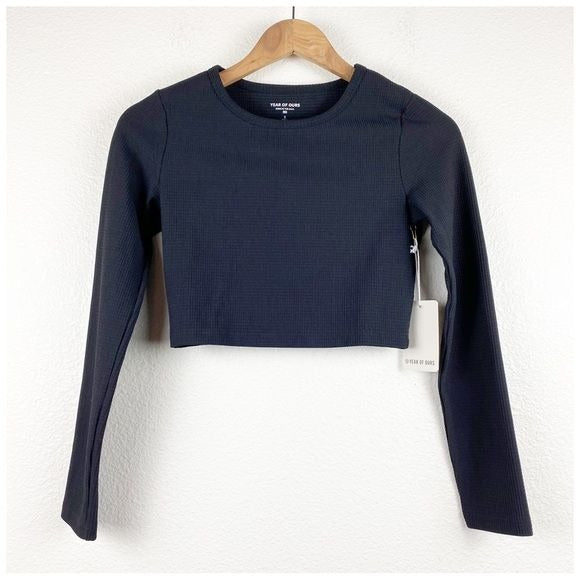 Year of Ours Thermal Nancy Crop in Black Size Small