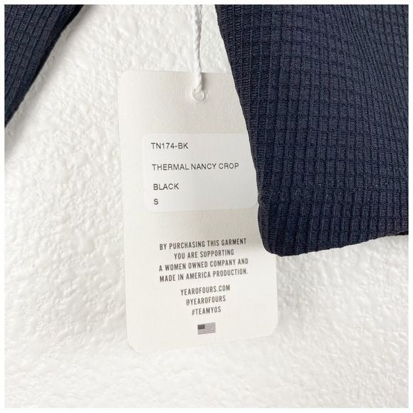 Year of Ours Thermal Nancy Crop in Black Size Small