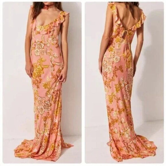 Free People Remind Me Maxi Dress in Coral Combo Size Small