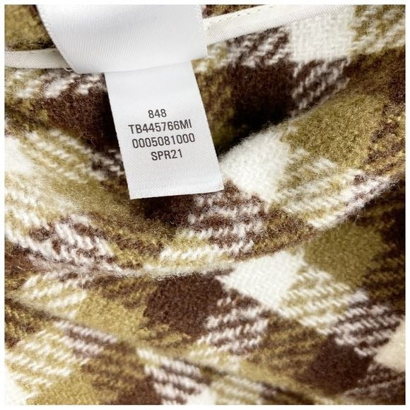 Treasure & Bond Puff Sleeve Button Shacket Olive-brown Jade Check Size Small