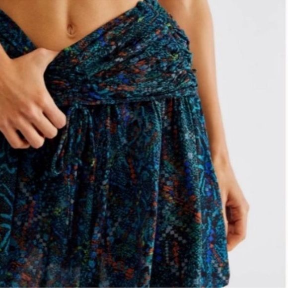 Free People Saturday Sun Mini Skirt in Black Multi Size 2