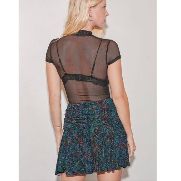 Free People Saturday Sun Mini Skirt in Black Multi Size 2
