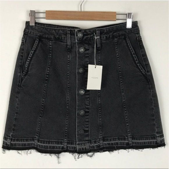 Hidden Jeans NWT Distressed Button Up Denim Mini Skirt Size Large
