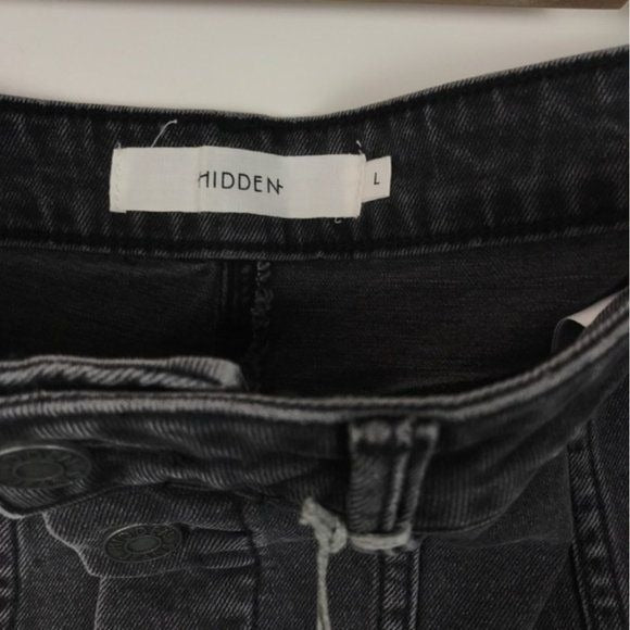 Hidden Jeans NWT Distressed Button Up Denim Mini Skirt Size Large
