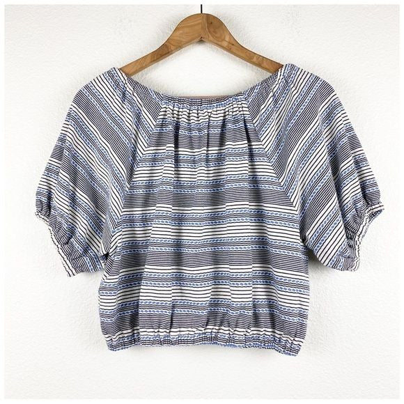 Madewell Jacquard Keyhole Crop Top in Stripe Size Small
