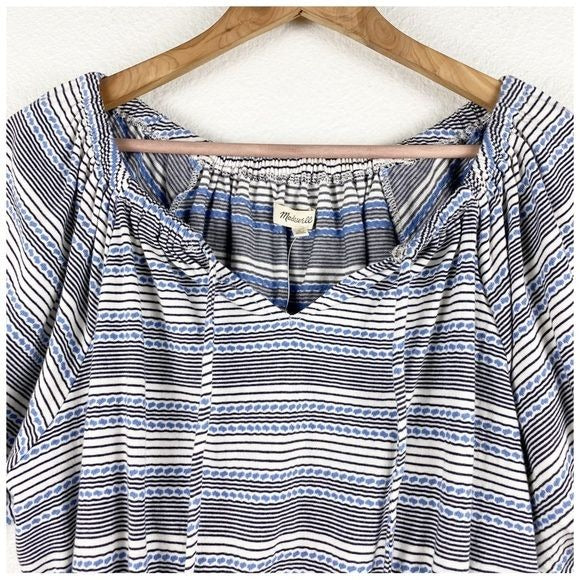 Madewell Jacquard Keyhole Crop Top in Stripe Size Small