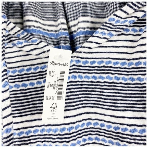 Madewell Jacquard Keyhole Crop Top in Stripe Size Small
