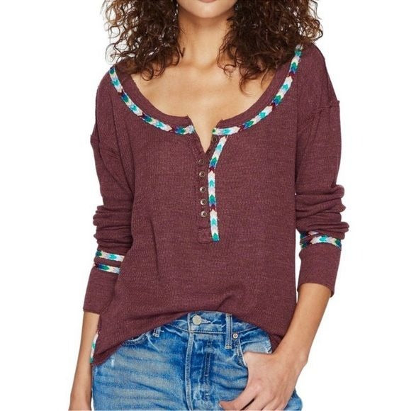 Free People Rainbow Thermal Long Sleeve Size Medium