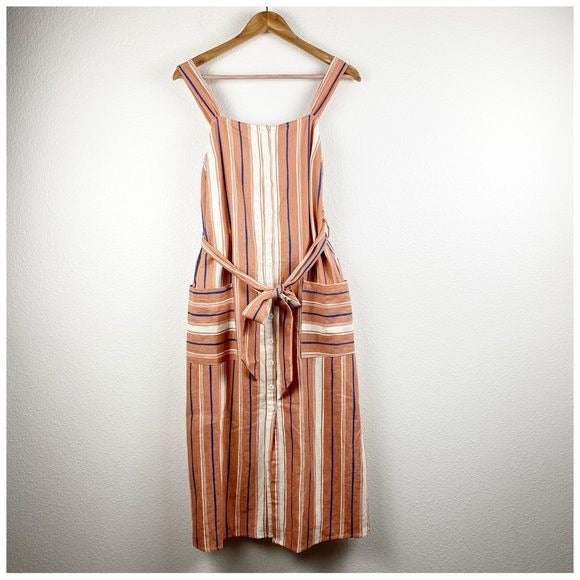 Lost + Wander Pleasure Harbor Orange Striped Midi Dress Size XS