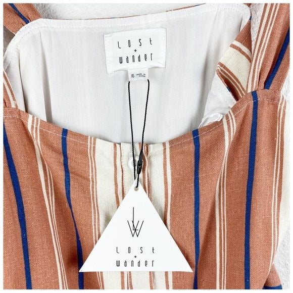 Lost + Wander Pleasure Harbor Orange Striped Midi Dress Size XS