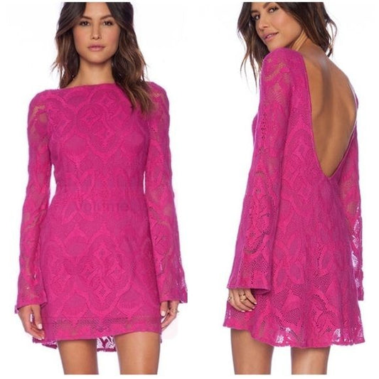 NWT Nightcap Priscilla Crochet Dress in Fuschia Size 3