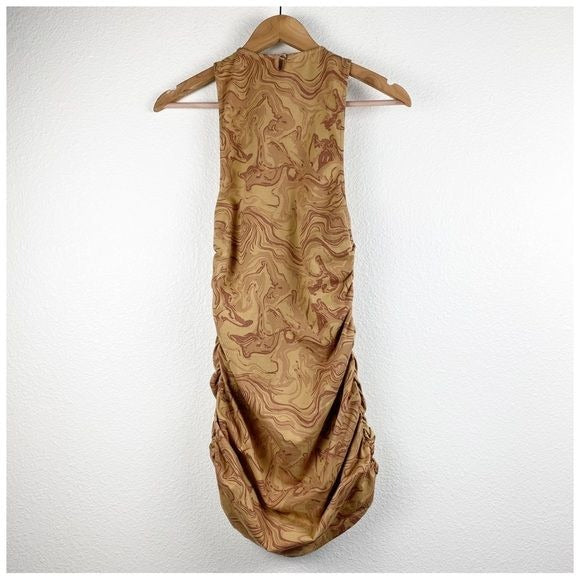 $$ Motel NWT Aeliran Mini Dress in Fluid Marbling Brown Size Medium