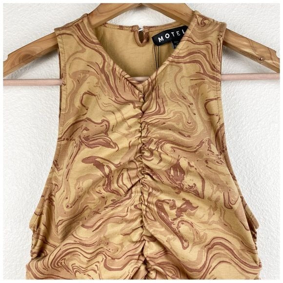 $$ Motel NWT Aeliran Mini Dress in Fluid Marbling Brown Size Medium